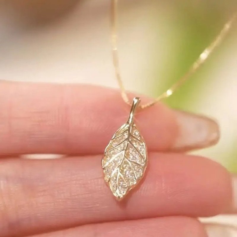 One Leaf Stainless Steel Necklace –Color Guaranteed