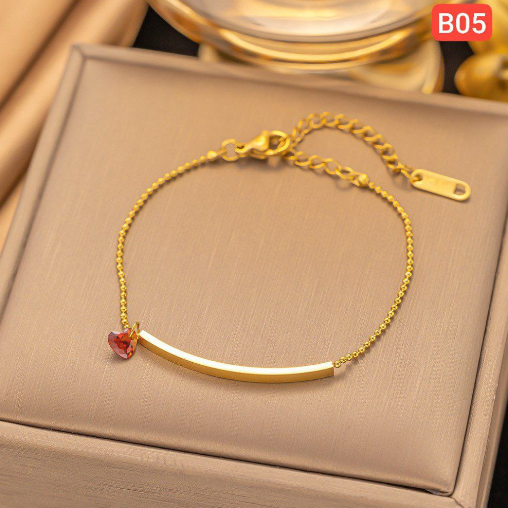 Red Diamond Love Smiling Bracelet – B05 (Titanium Steel | Color Guaranteed)