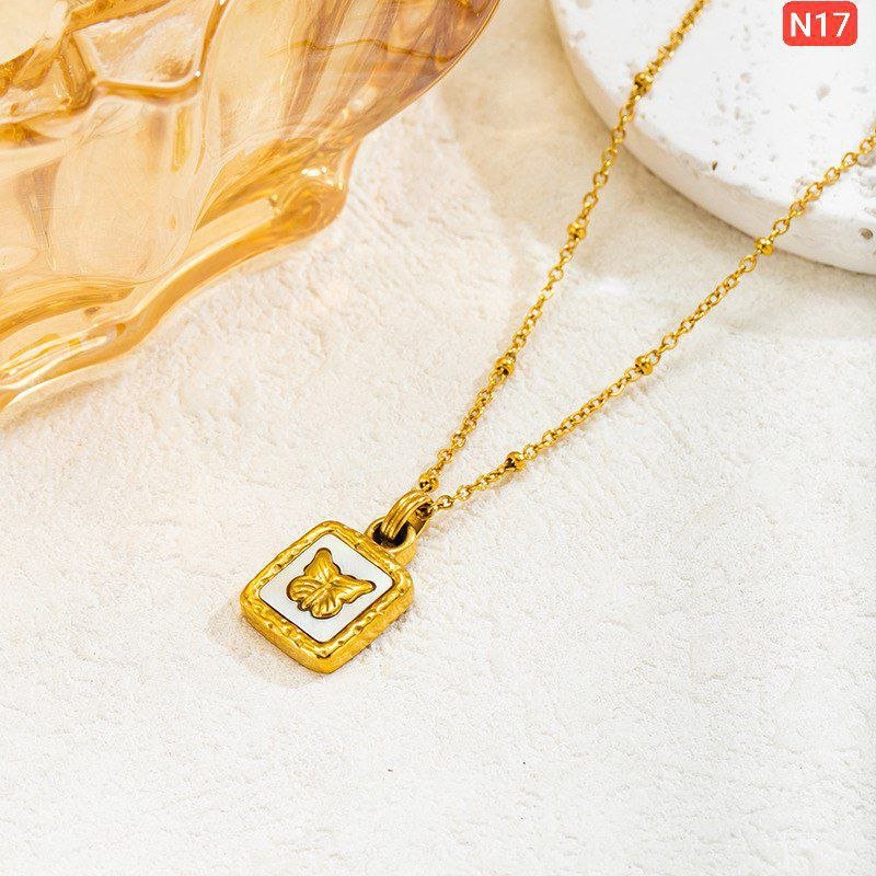 Fangpai White Shell Butterfly Necklace – Stainless Steel