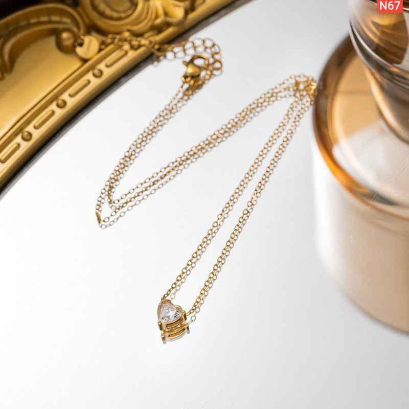 Love Zircon Stainless Necklace – N67 (Stainless Steel | Color Guaranteed)