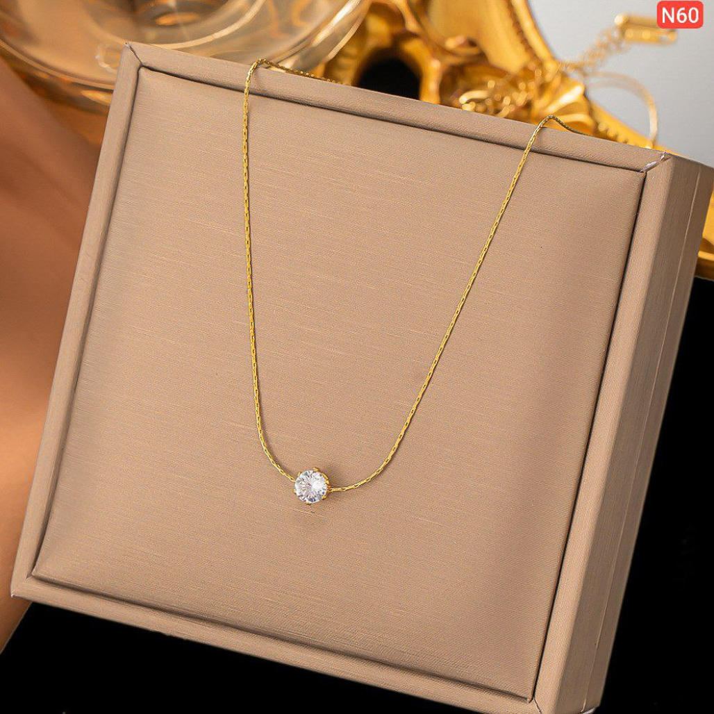 One Diamond Stainless Steel Necklace – N60 (Color Guaranteed)